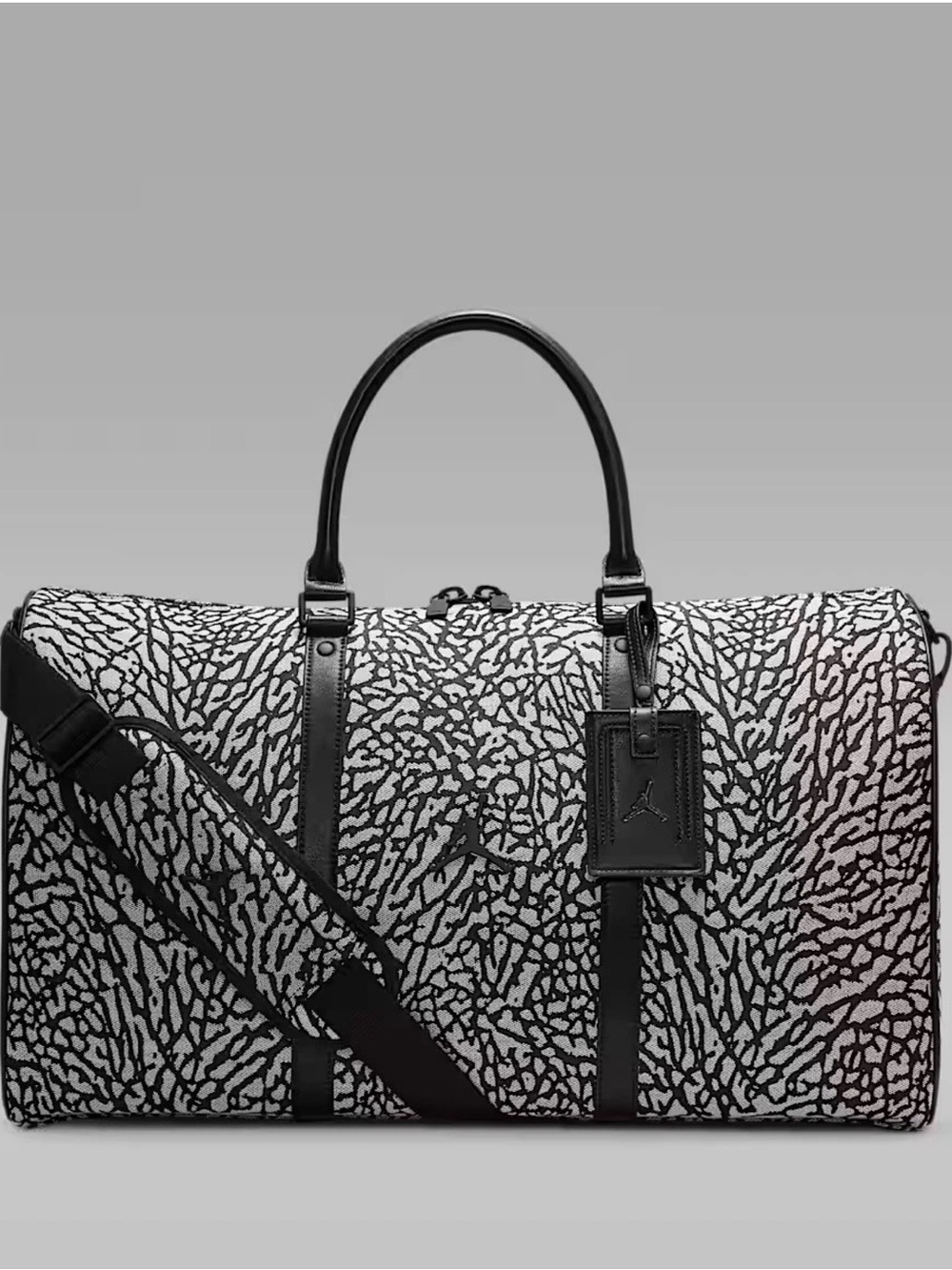 Nike Jordan Monogram Duffle 40L Black/Gray Elephant print with Jumpman Tag